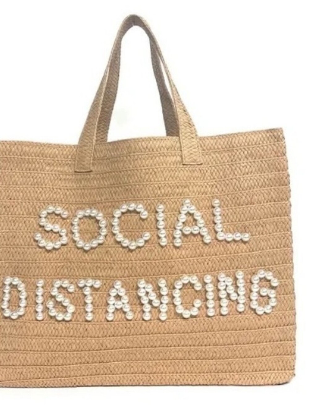 ✨🤍✨'Social Distancing' Straw Tote Bag